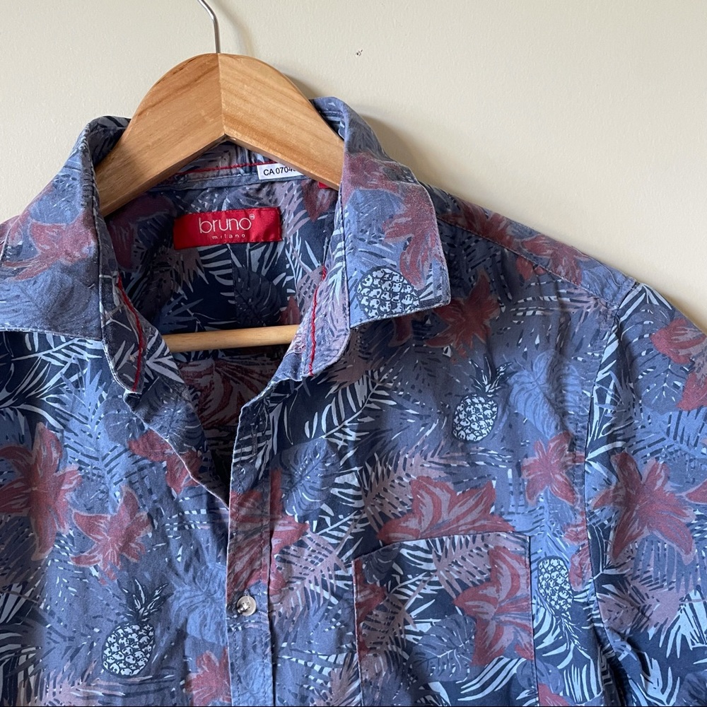 Mens, Short Sleeve Shirt, Button Up, Tropical SZ L